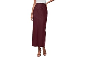 PRETTYGARDEN Long Skirts for Women 2025 Fall Fashion Clothing Faux Leather High Waist Dressy Casual Slit Pencil Maxi Skirt