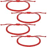 FNANJWQ 4 Pcs Red Lucky Bracelet for Women Men, Adjustable Red Kabbalah Protection String Bracelet Cord Matching Bracelets for Couple Halloween Gifts Good Luck Jewelry