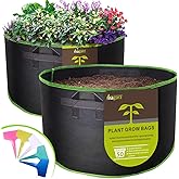magarz 2-Pack 50 Gallon Fabric Flower Pots Garden Felt Grow Bags with Handle (Black)