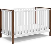 Storkcraft Modern Pacific 4-in-1 Convertible Crib (White with Vintage Driftwood) – GREENGUARD Gold Certified, Converts from Baby Crib to Toddler Bed and Full-Size Bed, Adjustable Mattress Support Base