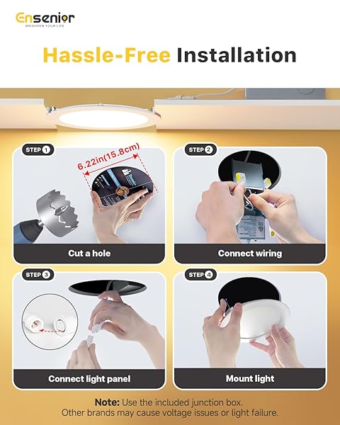 ENSENIOR 24 PACK 6 INCH LED RECESSED CEILING LIGHT, DIMMABLE, 2700K-5000K 5CCT, 1200LM 12W 120V, HIGH BRIGHTNESS CANLESS WAFER DOWNLIGHT – ETL&FCC&IC