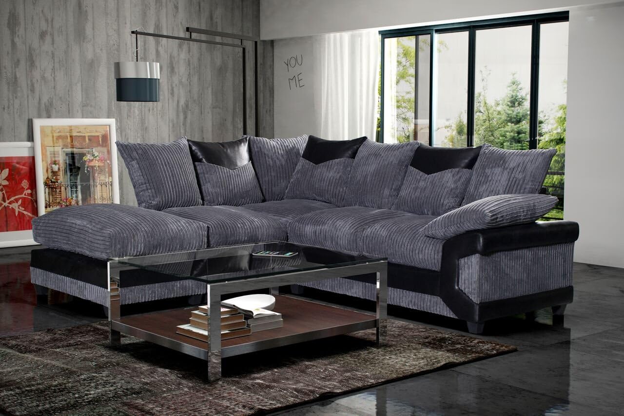Grande Nuovo Dino Corner Sofa 3 + 2 Seats Various Colours Set mano sinistra black / light grey