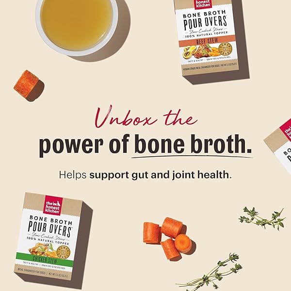 THE HONEST KITCHEN BONE BROTH POUR OVERS™ WET TOPPERS FOR DOGS (12 PACK), 5.5OZ – TURKEY & SALMON STEW