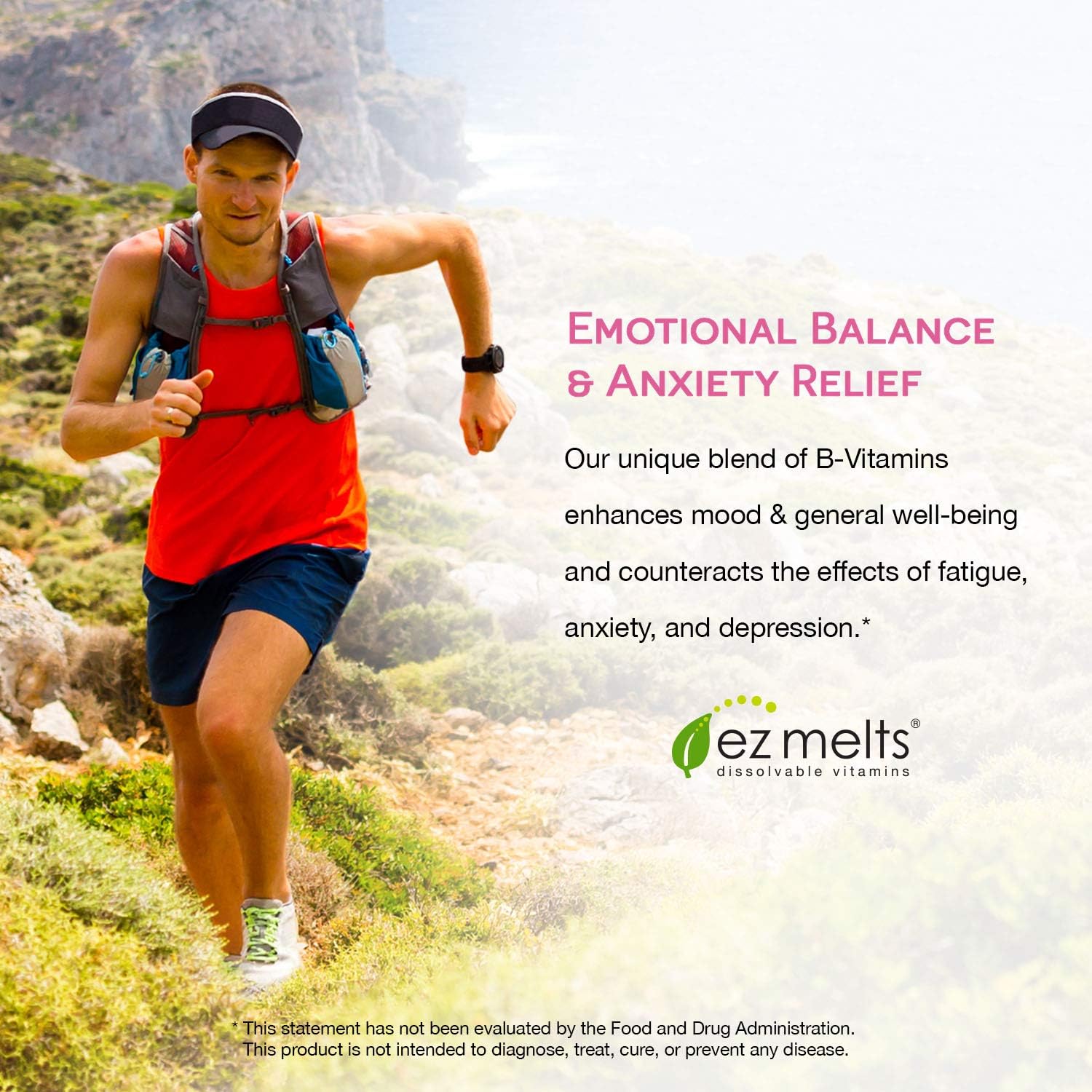 EZ Melts Energy Memory & Mood Enhancer, Methylated B-Complex, Sublingual Vitamins, Vegan, Zero Sugar, Natural Cherry Flavor, 60 Fast Dissolve Tablets: Health & Personal Care