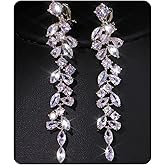 Clip on Earrings for Women Cubic Zirconia Long Tassel Dangle Drop Earrings Non Pierced Earrings for Women Jewelry Gifts Wedding Party