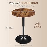 Yaheetech Round Bar Table Adjustable 69.5-91 cm Rustic Brown view 3