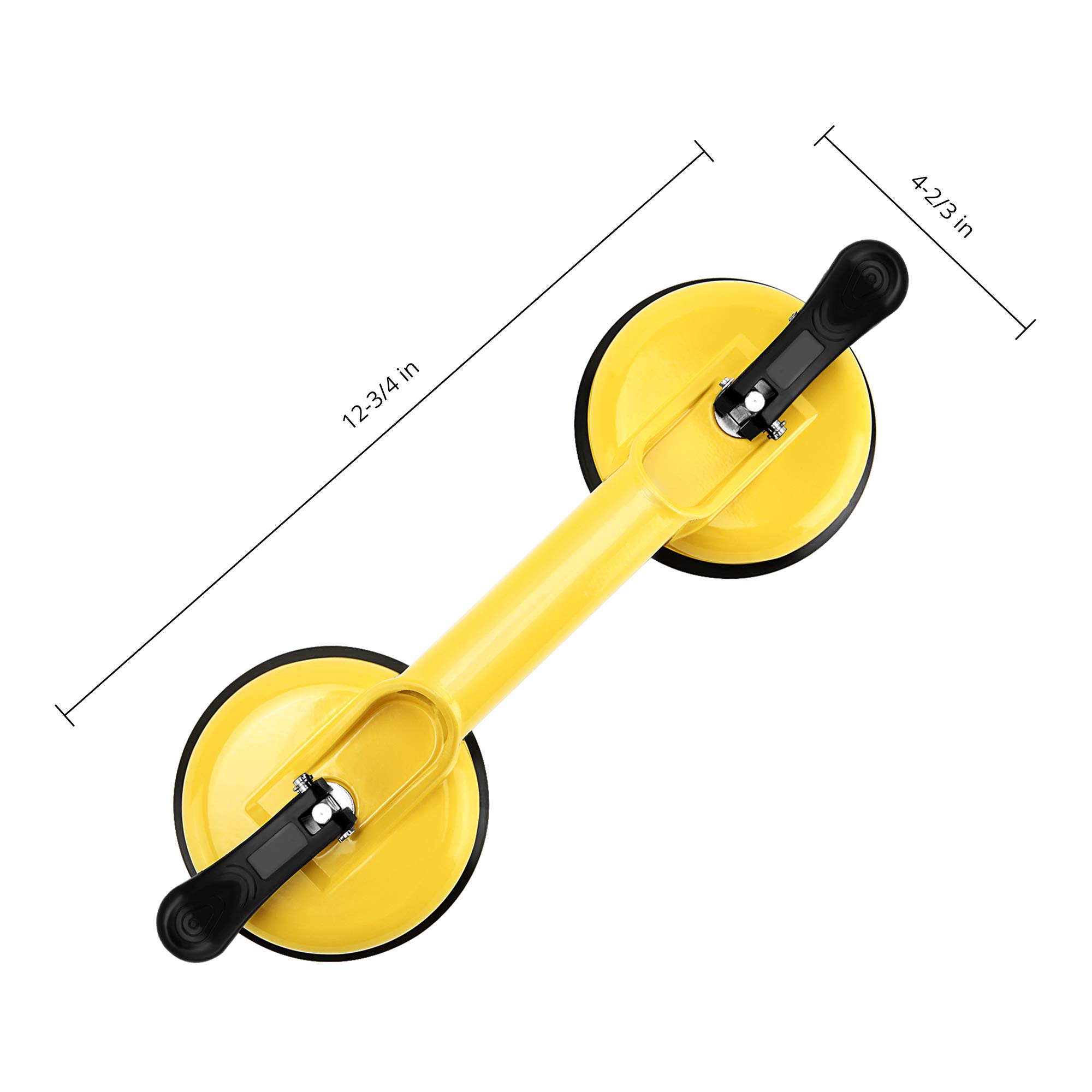 FCHO Glass Suction Cups Heavy Duty Aluminum Vacuum Plate Handle Glass Holder Hooks to Lift Large Glass/Floor Gap Fixer/Tile Suction Cup Lifter/Moving Glass/Pad for Lifting/Dent Puller (2 Pack)