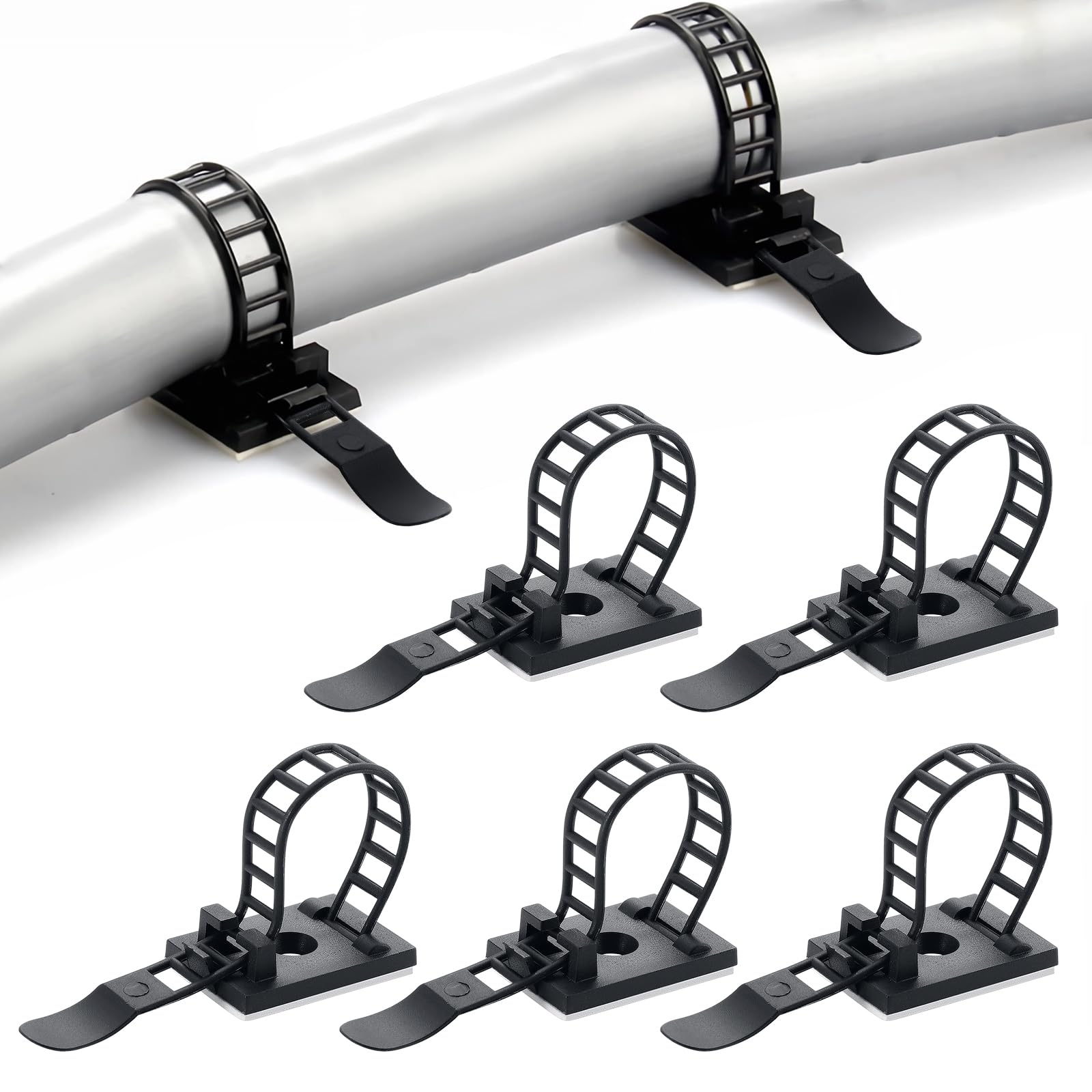 Fippy 100PCS Adjustable Cable Ties Cable Clip Adhesive Cable Ties Cable Clamps for Cable Management