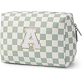 Narwey Initial Makeup Bag, Birthday Gifts for Teen Girls kids Tween Women | Trendy Stuff 6-18 Years Old, Sister Teacher Bridesmaid Mom Gifts, Personalized Travel Cosmetic Bag, Monogram Toiletry Bag