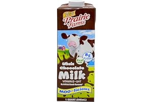 PRAIRIE FARMS DAIRY Chocolate Milk, Whole Milk, Shelf Stable, Boxed UHT Ultra Pasteurized Milk, Vitamin D White Milk - Preservative and Hormone Free, Gluten Free, Made in USA - 1 Quart (1 Pack)