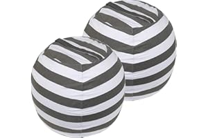 AERTIAVTY 2-pack Stuffed Animal Storage Bean Bags for Kids Room 23" Empty Animal Beanbag Chair Covers Only Small Stuffed Animal Storage for Toddlers, Children, Boys, Girls Kids Room Decor, White Grey Stripes