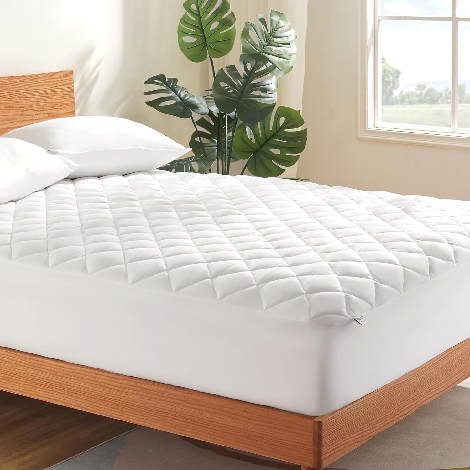 Photo 1 of SLEEP ZONE Flat Mattress Cover Full Size, Non Slip Quilted Fitted Mattress Pad, Noiseless Mattress Protector Up to 21" Deep Pocket (White, Full, 54x75)