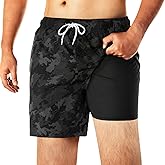 BRISIRA Men's Swim Trunks Swim Shorts 5 inch Compression Liner Bathing Suit Anti-Chafe Quick Dry Stretch Pockets
