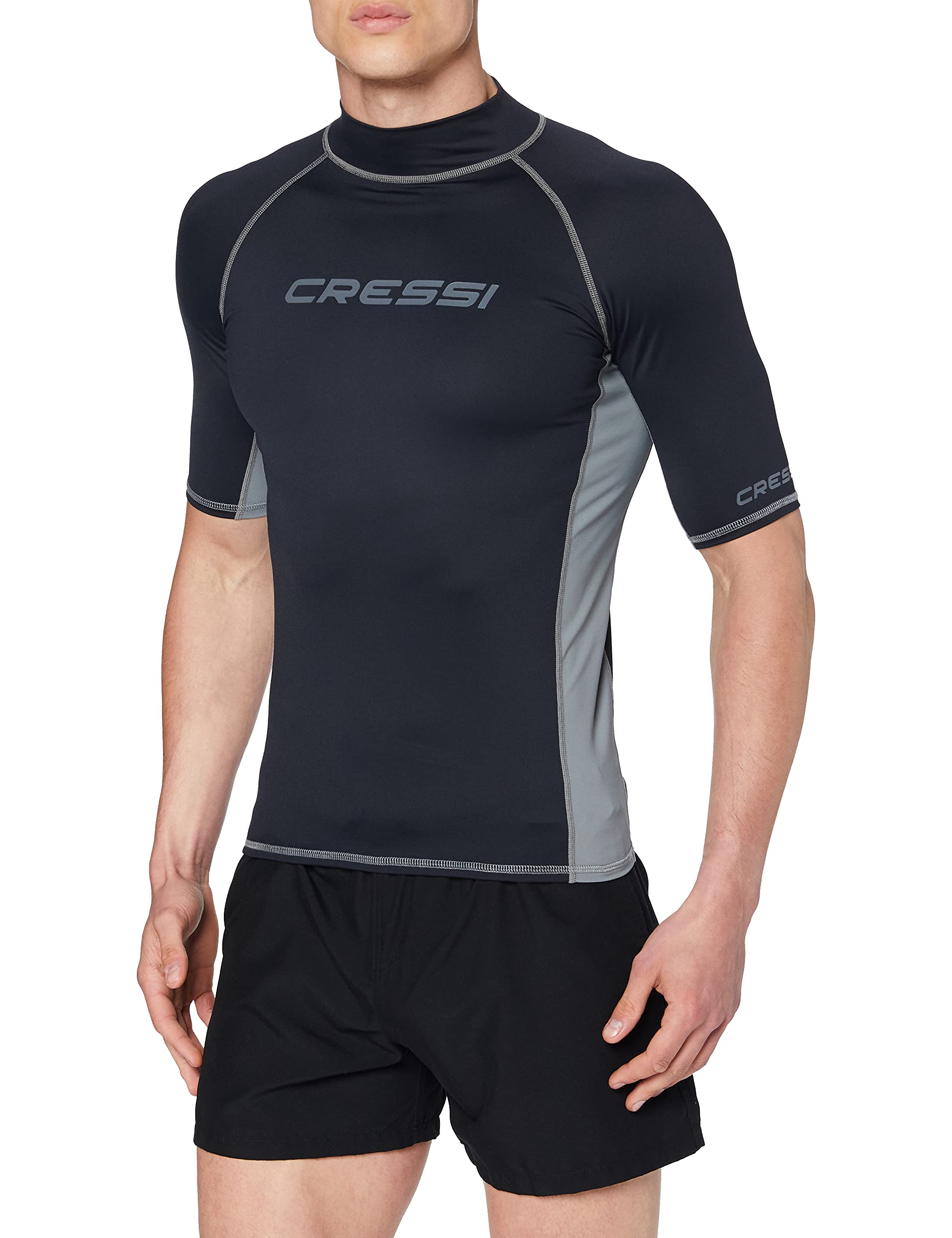Cressi Men's Lycra Skin Short Sleeve Rash Guard UV Sun Protection (UPF) 50+, Black, XS/1 (32/34)