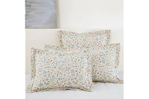 DAUAOTO King Size Pillowcases, Cotton Shams Pillow Cover 2 Pieces Set 20"x36", Farmhouse Paisley Pattern Yellow