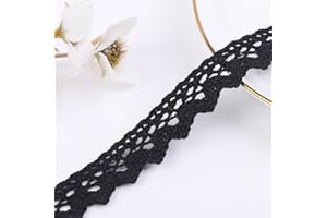 DYSHIPEN 30Yards Lace Ribbon 0.7 Inch Wide Multi-Colored Lace Edge Trim for Sewing,Crochet Lace for Craft,Costume or Jewelry and Sewing (Black)