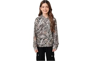 COZYEASE Girl's Graphic Camo Hoodie Long Sleeve Drop Shoulder Hooded Sweatshirts Loose Vintage Pullovers