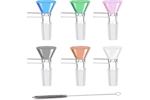 NUYOACH 6 PCS Glass Funnel Colorful,14mm Small Glass Filter Funnels with Handle,Glass Tube Filter Clear Borosilicate Scientific Test Funnel for Filling Bottles,Home,Kitchen, Labs