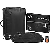 Ayovoch Vacuum Storage Bags with Wireless Pump 35L, 180° Open Zipper, IP68 Waterproof, Reusable Vacuum Bags for Travel, Fits 20/24/28in Suitcase, Backpack, Cloth Packing (2PC + Pump)