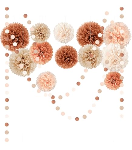 AOBKIAT Valentine's Party Decorations - Red Pink Heart Tissue Pom Poms & Paper Lanterns Set