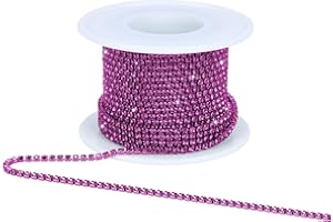 Dropower Crystal Rhinestone Close Chain Trim,10 Yards/Roll of 2mm Rhinestone Banding Claw Cup Chain for Sewing Crafts, DIY Decoration, Jewelry, Clothing, Shoes Fuchsia