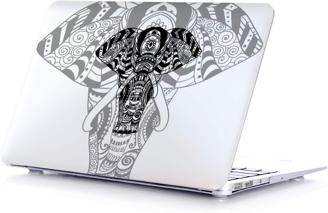 MacBook Air 13 Inch Case- Silver Laptop Protective Hard Plastic Cover Compatible with Apple- Fits on Model A1466 & A1369 2015 (Tribal Elephant)