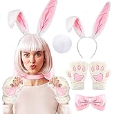 Mumucove Womens Bunny Costume Accessories Set Bunny Ears Tail Gloves Bow Tie Rabbit Adult Easter Costume