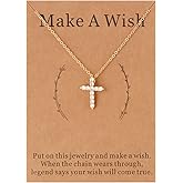 Lcherry Gold plated CZ Faith Cross Necklace for Women Christian Baptism Confirmation Gifts for Women
