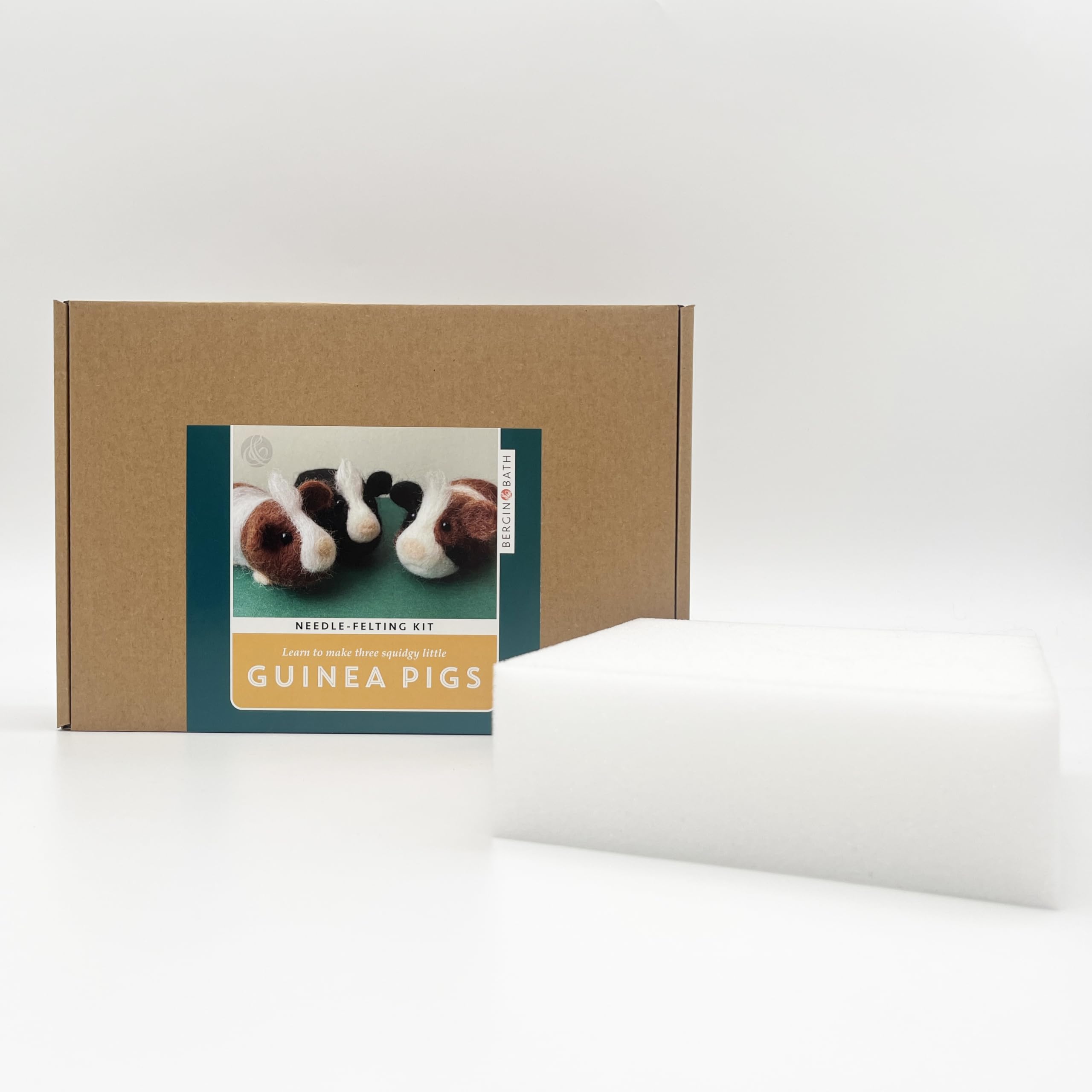 Bergin & Bath Needle Felting Kit, Guinea Pigs. Make Three Cute Little Guinea Pigs with This Planet Friendly Craft kit for Adults and Teens. (with Felting Mat) — image 1