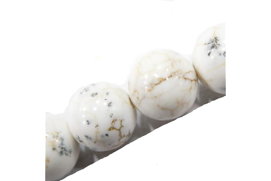 Malahill Gemstone Beads for Jewelry Making, Sold per Bag 5 Strands Inside, White Howlite Turquoise 6mm