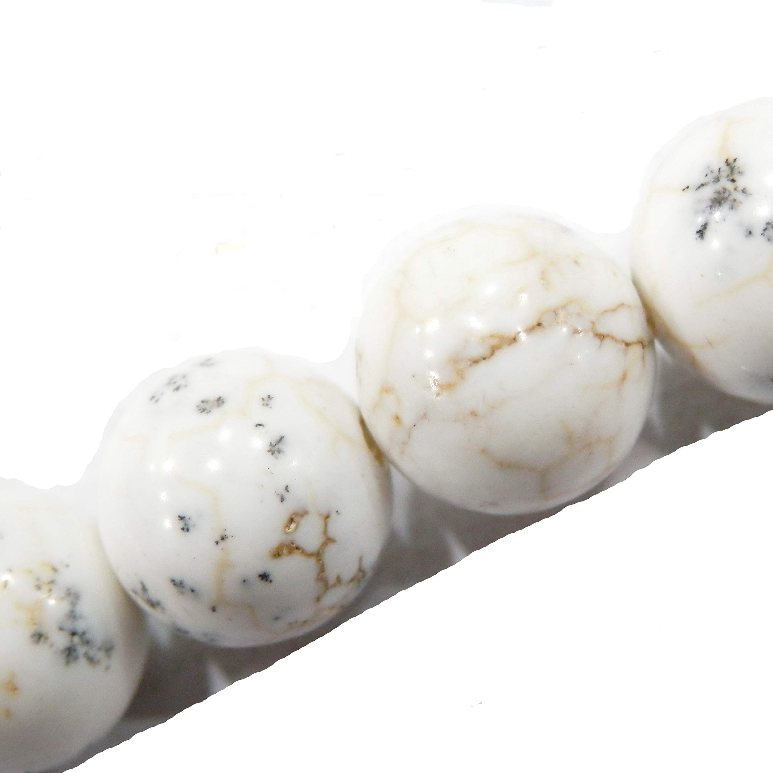 Fukugems Gemstone Beads for Jewelry Making, Sold per Bag 5 Strands Inside (White Howlite Turquoise, 6mm)