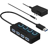 Sabrent 4-Port USB 3.0 Hub with Individual LED Lit Power Switches, Includes 5V/2.5A Power Adapter (HB-UMP3)