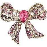 Rhinestone Bow Brooch Pin Elegant Crystal Bowknet Brooch Lapel Pin Yellow Blue Pink Rhinestone Crystal Bow Brooch Wedding Birthday Party Christmas Jewelry for Women