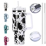 ZYOsJK 40 oz cow tumbler with handle leakproof Cow