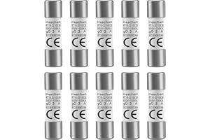 Heschen Cylindrical Ceramic Tube Fuse Link, RT18-32 (RO15), 10 * 38 mm, 3A 500V, CE, Pack of 10