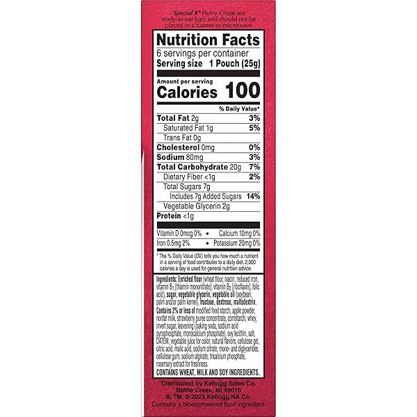 SPECIAL K BAR PASTRY CRISPS, 100 CALORIE SNACKS, BREAKFAST BARS, STRAWBERRY, 5.28OZ BOX (12 CRISPS)