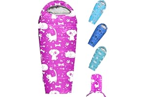 ANJ OUTDOORS KidzAdventure Mummy Style 32 – 59F Kids Sleeping Bag with Pillow Sleeve, 4 Season, Lightweight and Backpacking Style, Ideal for Camping, Sleepover, Boys, Girls, Youth and Toddlers