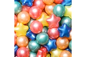 TRENDPLAY Star Ball Pit Balls for Toddlers -50 100 200 Count Star Balls Different Shapes, Non-Toxic Plastic Balls for Safe Play, Boys Girls Festival Party Decoration
