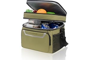 EVERFUN Cooler Bag Insulated Beach Cooler Lunch Bag Box for Men Women Dual Compartments Collapsible Waterproof Leak-Proof for