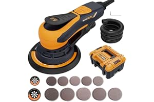 MAXXT Electric 5mm Random Orbital Sander with Tool Case, Palm Sander with Brushless Motor, 5&6Inch Sanding Pads, Central Vacu
