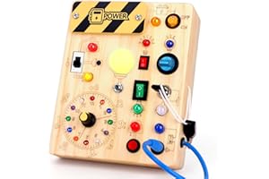 Busy Board【Plus Version】 with 23 Led Light,Montessori Toys for 1+ Year Old,Sensory Toys for Fine Motor Skills, Gifts & Travel