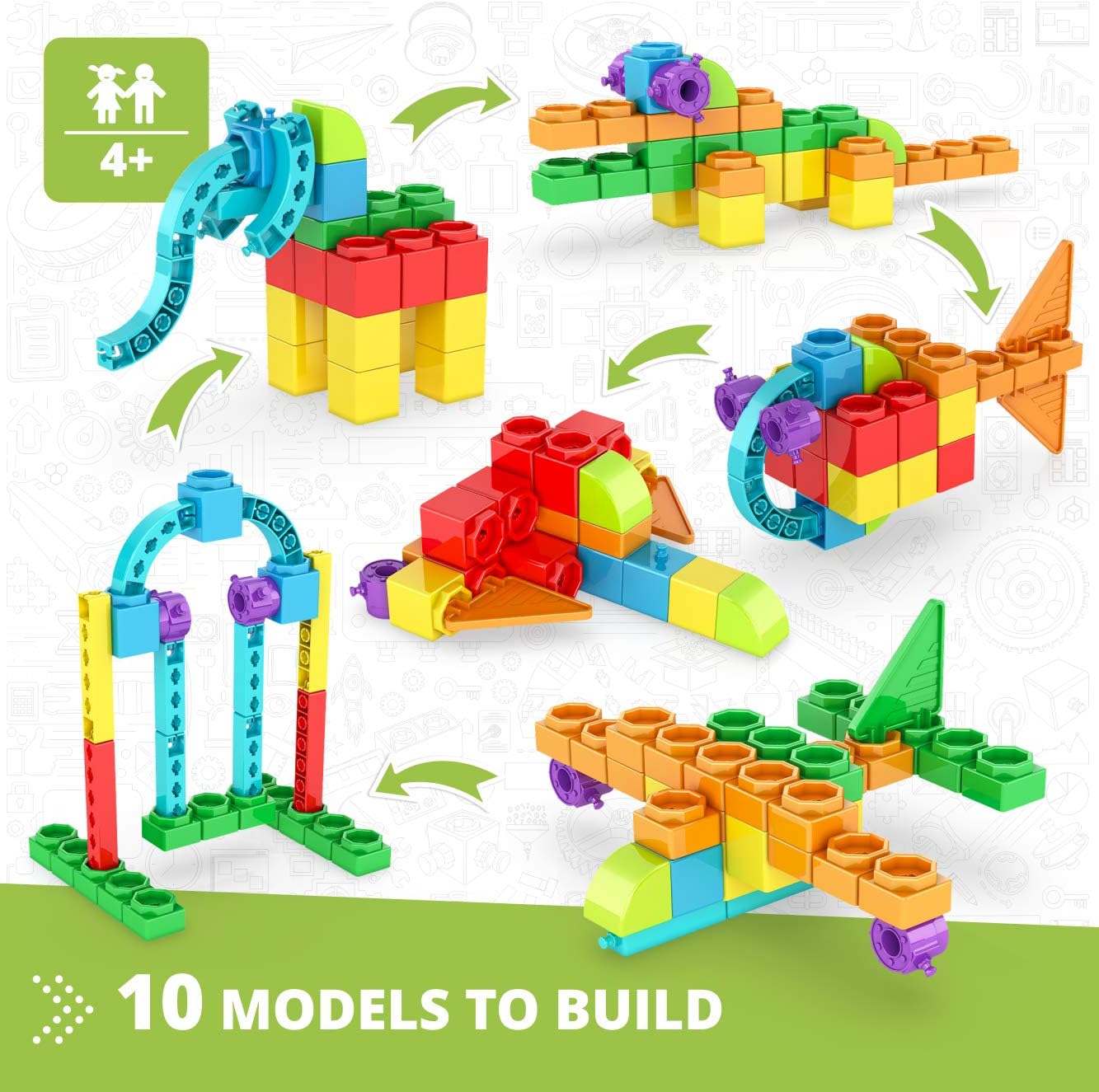 Engino - Creative Engineering Maker Junior 10 Models Set, Multicolor, 6.5 inches x 11.42 inches x 8.27 inches - Image 4