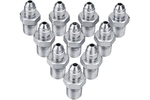 Racewill 10 Pack Hydraulic Hose Adapter Fittings: 1/4" JIC 37° Male x 1/4" NPT Male, Straight Tube Connectors with Protection Cover