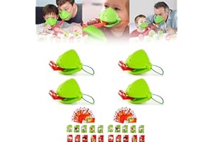 codimu Frog Tongue Game, Tongue Shooting Game, Frog Mask with Blow Tongue, Frog Face Mask, Frog Tongue Game with Blowing Air, Multiplayer Party Game, Insect Cardboard Included