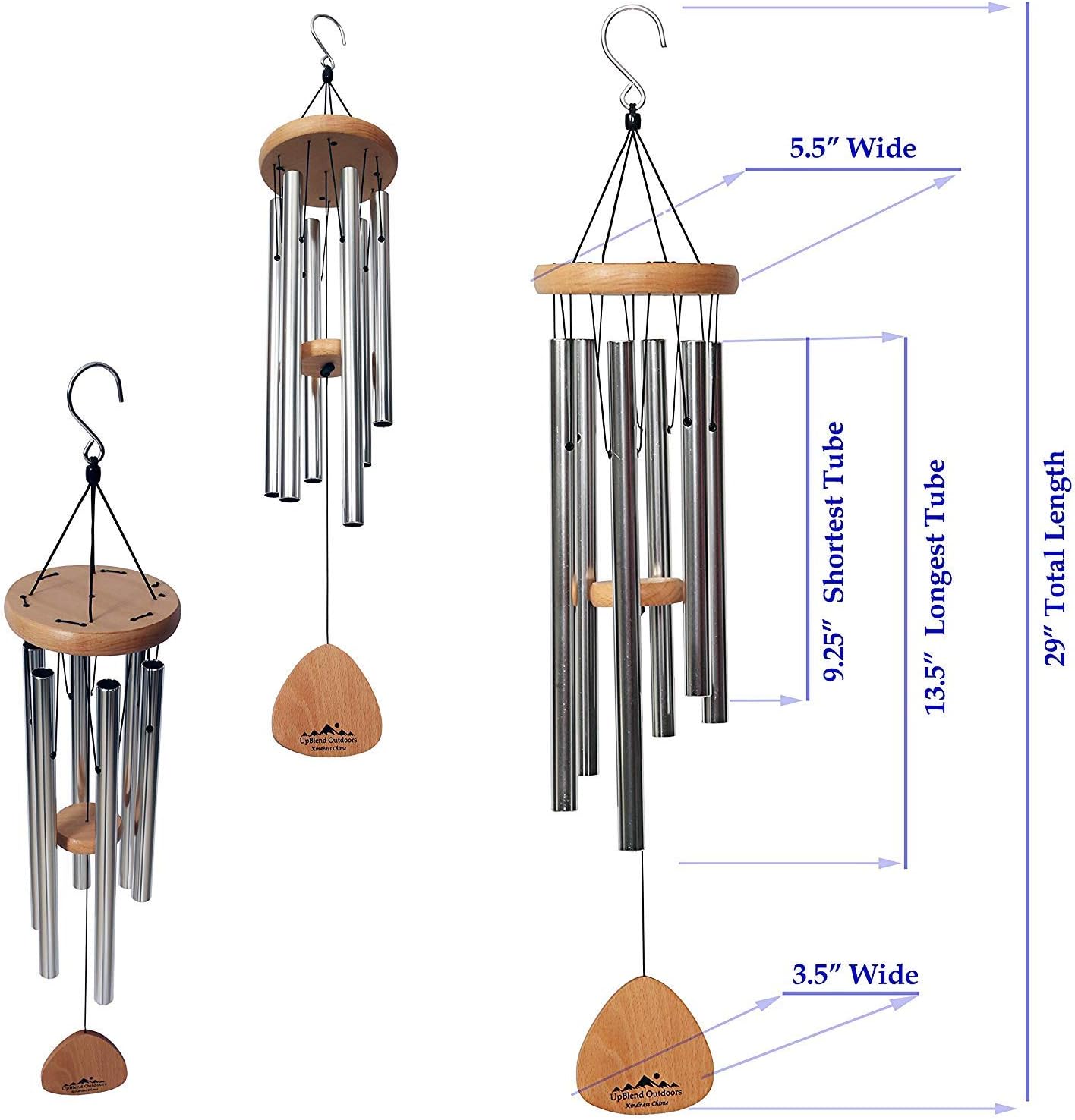 UpBlend Outdoors Wind Chimes for People who Like Their Neighbors 2 - an Amazing Addition to a Patio, Porch, Garden, or Backyard - 29" Total Length. : Garden & Outdoor
