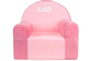 Heypappy Toddler Chair, Comfy Foam Kids Couch with Soft Velvet Cover, Toddler Couch for Gaming and Studying, Kids Sofa That Fits Nicely with Any Modern Decor, Pink