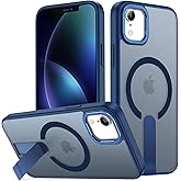 EMMPITU for iPhone XR Case Compatible with Magsafe, Built-in Invisible Stand [Military Drop Protection] Strong Magnetic Shockproof Slim Protective Phone Case Cover for iPhone XR 6.1 (Blue)