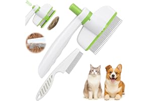 XANGNIER Rotatable Flea Comb for Cats Dogs Kittens Rabbit,Self Cleaning Pet Flea Comb Grooming Brush for Shedding and Detangling,Fine Tooth Tick Lice Comb for Short & Long Pet Hair Removal Tool,2 Pcs
