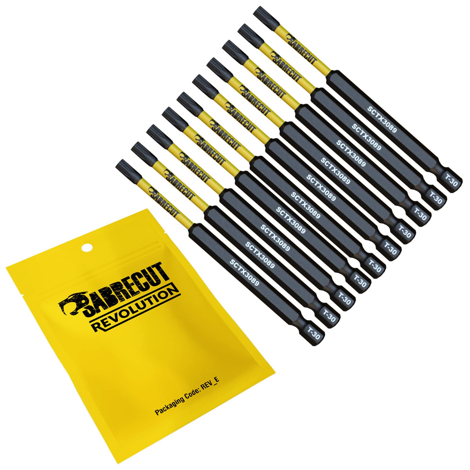 10 x SabreCut SCTX3089_10 89mm T30 TX30 Magnetic Impact Screwdriver Driver Bits Set Torx Heavy Duty