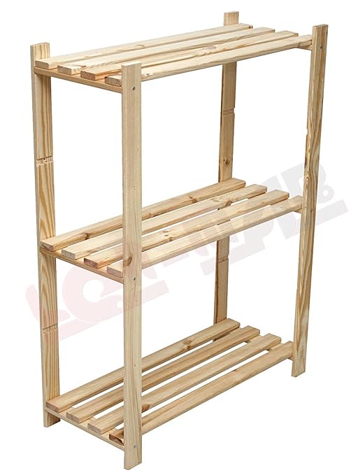HOLZREGAL RA-3k 3 BÖDEN 90x65x30 cm BÜCHERREGAL MASSIVHOLZREGAL KELLERREGAL BÜROREGAL